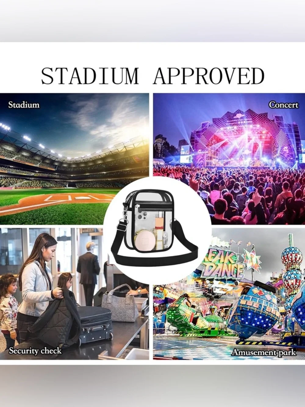 Stadium Approved Clear Crossbody Bag • Black Trim • Concert • Sports • NWOT - Picture 6 of 6